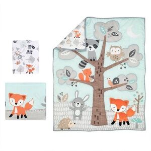 Bedroom Originals lambs & Ivy Woodland Friends 3 piece nursery quilt sheet set